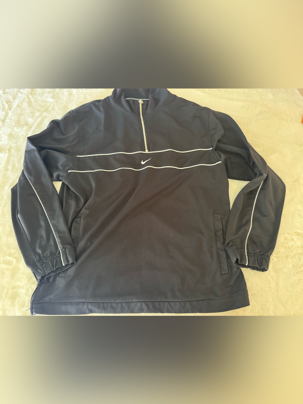 Nike Black Women's Half-Zip Performance Jacket with White Piping
